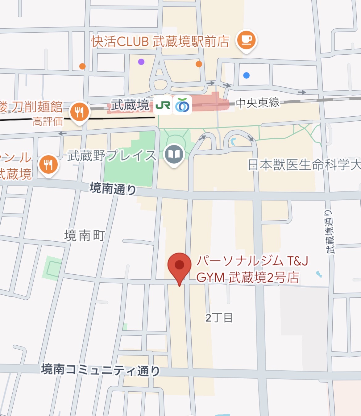 武蔵境店周辺のGoogleマップ
